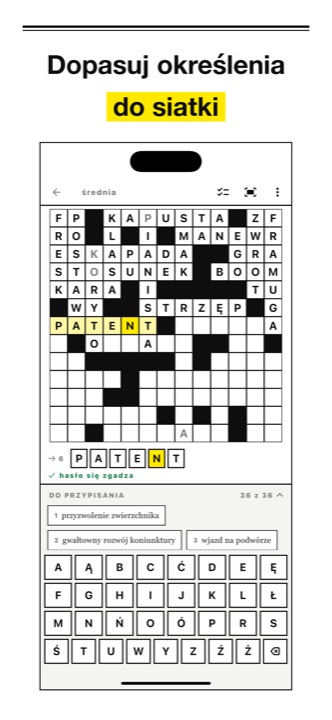 Diagram jolki w trakcie rozwiązywania z przypiętym określeniem